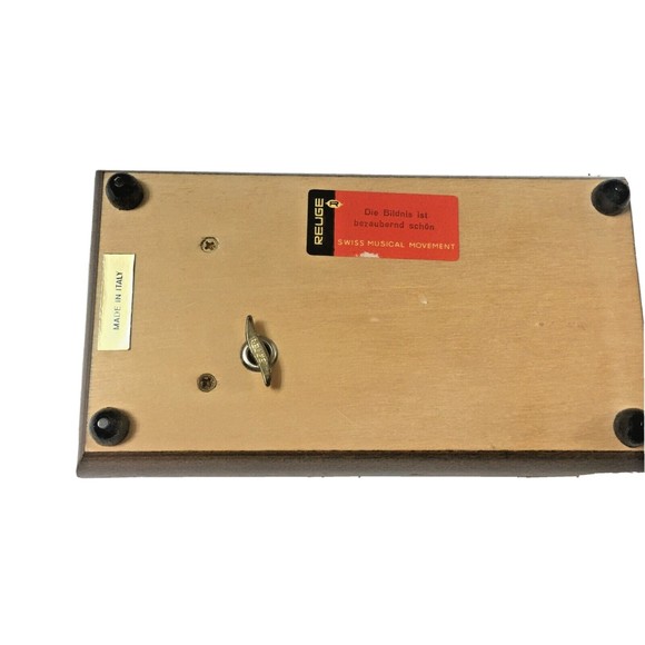 Vintage wooden Mozart Magic Flute Music Box Made in Italy Reuge velvet lining - Picture 6 of 10